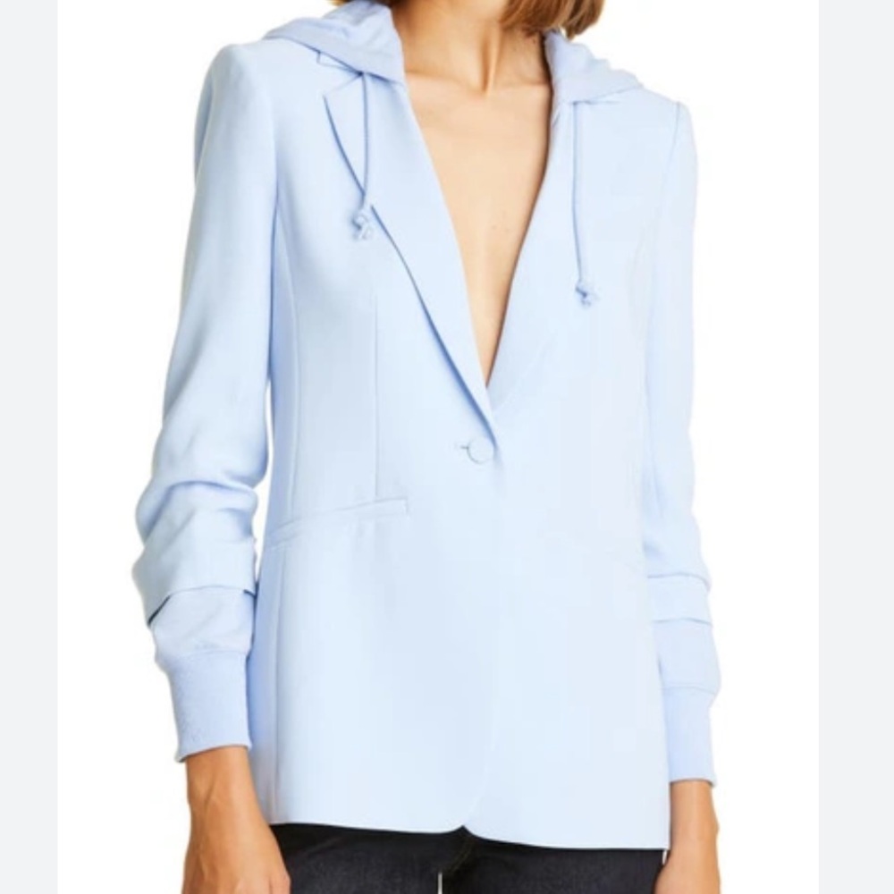 NWT CINQ A SEPT KHLOE ICICLE BLUE HOODED BLAZER JACKET 4 - Picture 3 of 12
